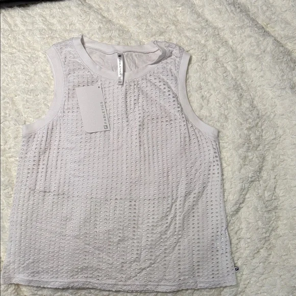 Fabletics White Textured Tank Top Women’s size large NWT - Picture 2 of 8